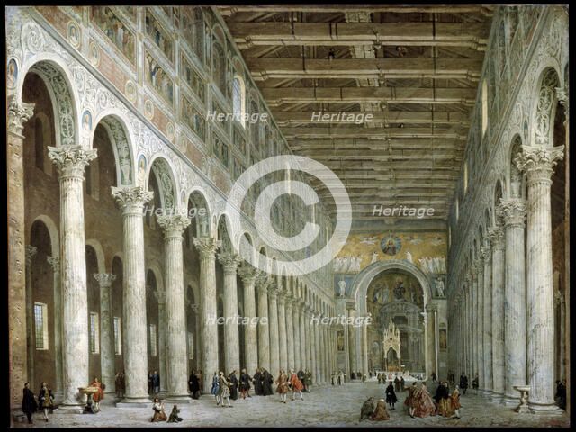 'Interior of the Basilica of St Paul Outside the Walls in Rome', c1750. Artist: Giovanni Paolo Panini