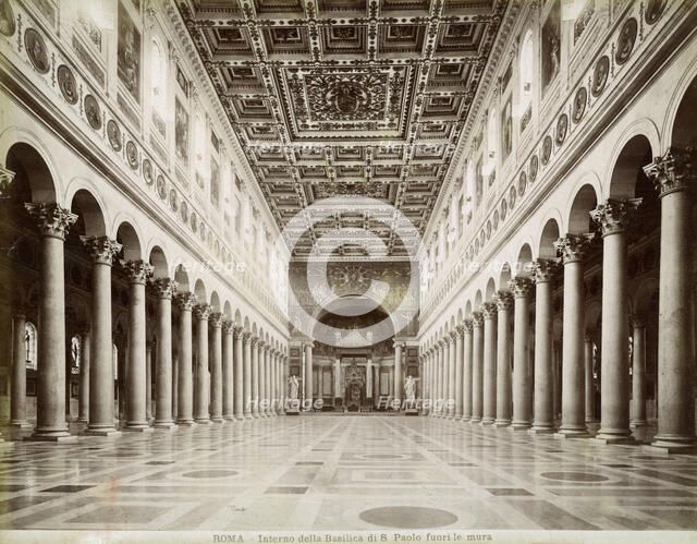 Interior of the Basilica of St Paul Outside the Walls, Rome, Italy, late 19th or early 20th century. Artist: Unknown