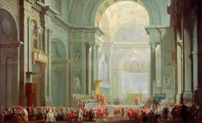 Interior of the Basilica of Saint Peter in Rome 18th century. Artist: Giovanni Paolo Panini