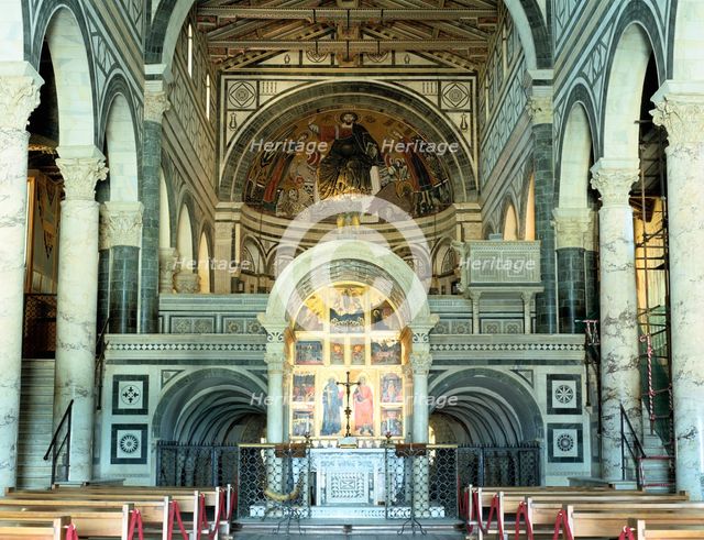 Interior of the Basilica of San Miniato al Monte, Florence, Italy. Creator: Peter Thompson.