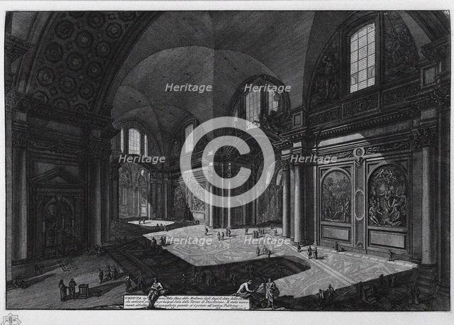 Interior of the basilica of Santa Maria degli Angeli (former baths of Diocletian), Between 1765 and 1775. Artist: Piranesi, Giovanni Battist (1720-1778)
