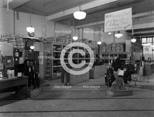 Interior of the Barnsley Co-op central men's tailoring department, South Yorkshire, 1959. Creator: Michael Walters.
