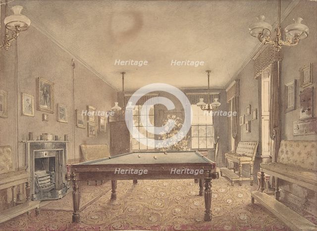 Interior of the billiard room at Lupton House, Devonshire, designed by George..., 1838. Creator: Reid Turner.