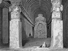 Interior of the Bisma Kurm, Caves of Ellora 1834. Creator: George Cattermole