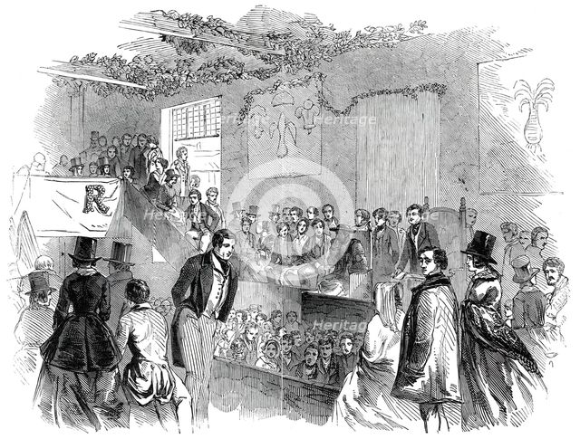 Interior of the Cymreigyddion Hall, Abergavenny, 1845. Creator: Unknown.