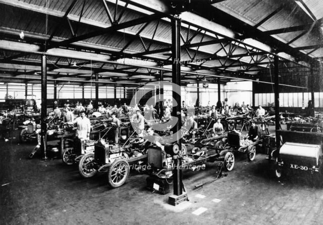 Interior of the Calcott car factory, Coventry, Warwickshire, April, 1921. Artist: Unknown