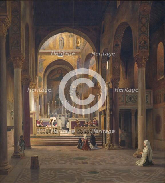 Interior of the Capella Palatina in Palermo, Italy, 1842. Creator: Martinus Rorbye.