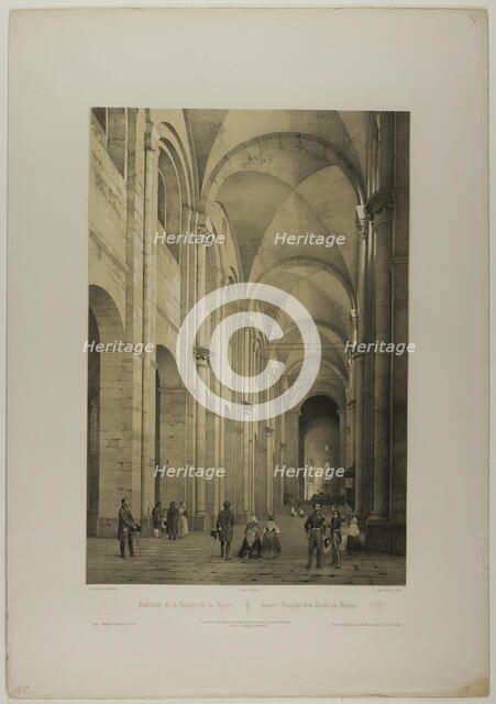 Interior of the Cathedral of Speier, plate eleven from Allemande, 1844. Creator: Charles-Claude Bachelier.