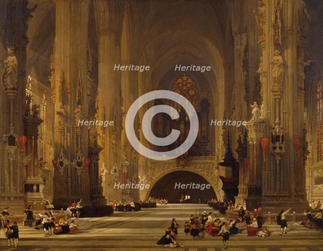 Interior of the Cathedral of St Stephen, Vienna, 1853 Creator: David Roberts.