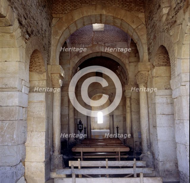 Interior of the central nave of the church of San Pedro de la Nave in Campillo (Zamora).