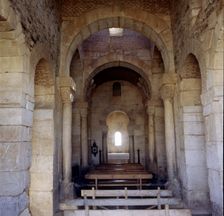 Interior of the central nave of the church of San Pedro de la Nave in Campillo (Zamora)