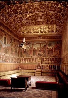 Interior of the Chapter House of the Cathedral of Toledo, Renaissance architectural style, with a…