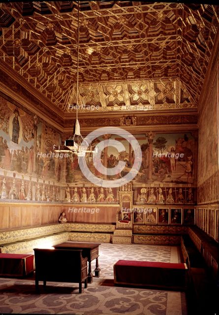 Interior of the Chapter House of the Cathedral of Toledo, Renaissance architectural style, with a…