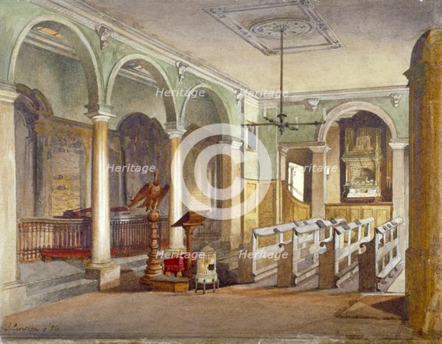 Interior of the chapel at Emanuel Hospital almshouses, Buckingham Gate, Westminster, London, 1886. Artist: John Crowther