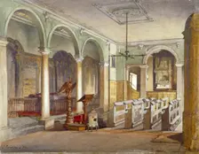 Interior of the chapel at Emanuel Hospital almshouses, Buckingham Gate, Westminster, London, 1886. Artist: John Crowther