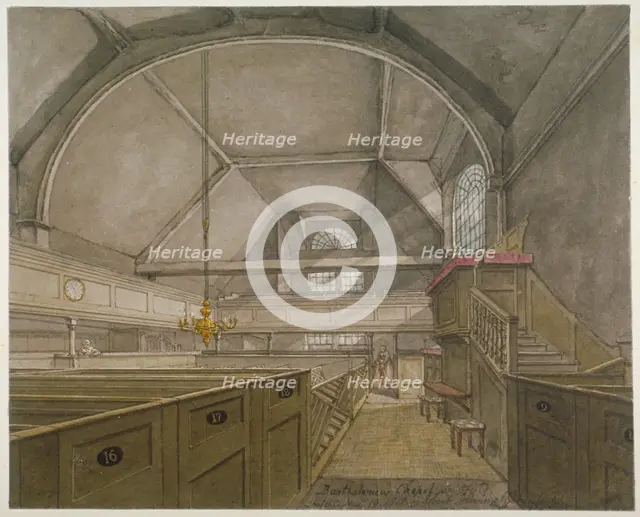 Interior of the chapel in the Church of St Bartholomew-the-Great, Smithfield, City of London, 1818. Artist: Robert Blemmell Schnebbelie