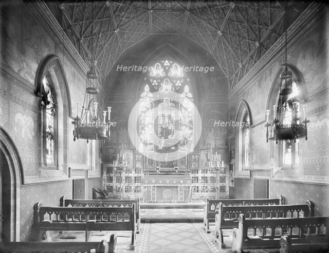 Interior of the chapel looking east towards the altar, Theological College, Cuddesdon, Oxon, 1890.  Creator: Henry Taunt.