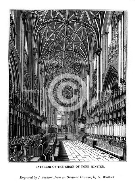 Interior of the choir of York Minster, c1830-1860 (1843). Artist: J Jackson