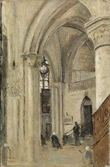 Interior of the Church at Mantes, 1865. Creator: Jean-Baptiste-Camille Corot