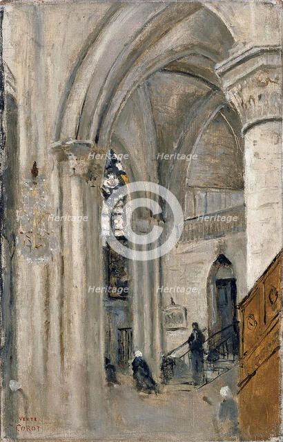 Interior of the Church at Mantes. Artist: Corot, Jean-Baptiste Camille (1796-1875)