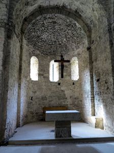 Interior of the Church of the Monastery of Sant Pere de Graudescaldes in the foothills of the Bus…
