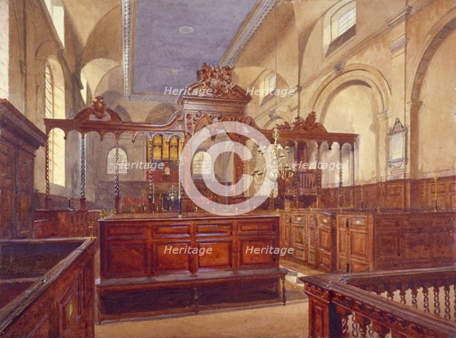 Interior of the Church of All Hallows the Great, City of London, 1884.        Artist: John Crowther