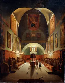 Interior of the Church of Capuchines in Rome late 18th or 19th century. Artist: Francois-Marius Granet