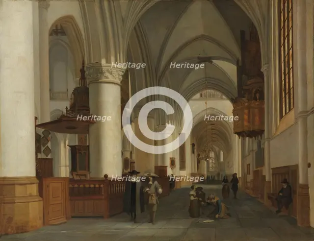 Interior of the Church of St Bavo in Haarlem, 1674. Creator: Job Adriaensz Berckheyde.
