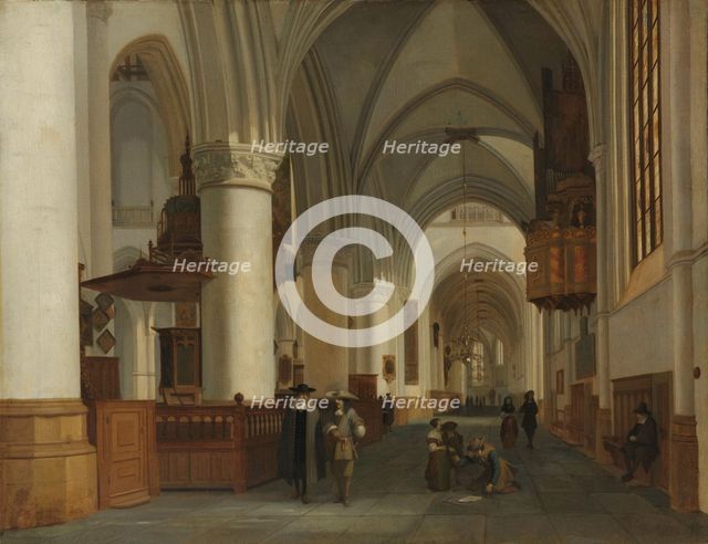 Interior of the Church of St Bavo in Haarlem, 1674. Creator: Job Adriaensz Berckheyde.
