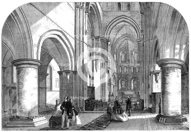 Interior of the Church of St. Cross, Winchester, lately restored, 1865. Creator: L. H. Michael.