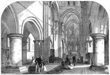 Interior of the Church of St. Cross, Winchester, lately restored, 1865. Creator: L. H. Michael