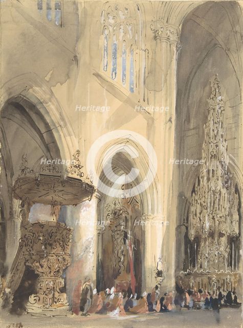 Interior of the Church of St. Jacques, Louvain, 1807-54. Creator: Jenaro Perez Villaamil.