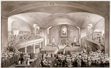 Interior of the Church of St John at Hackney, London, 1827. Artist: Anon