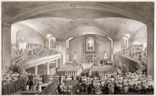 Interior of the Church of St John at Hackney, London, 1827. Artist: Anon