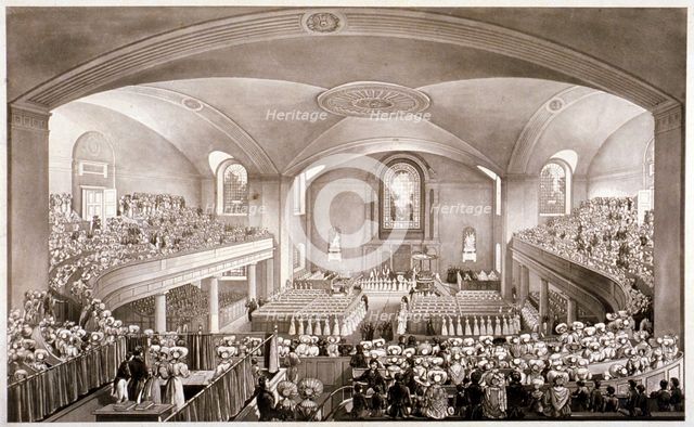 Interior of the Church of St John at Hackney, London, 1827.                    Artist: Anon