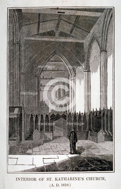 Interior of the Church of St Katherine by the Tower, Stepney, London, 1810. Artist: JWA