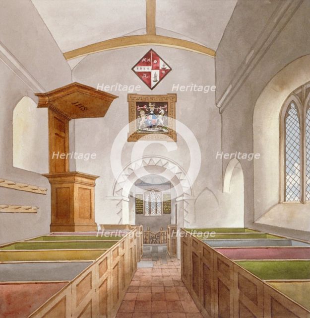 Interior of the Church of St Mary, Bedfont, Middlesex, 1805. Artist: Anon
