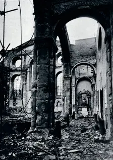 Interior of the Church of St. Mary Le Bow, Cheapside burnt out in an air raid 1941