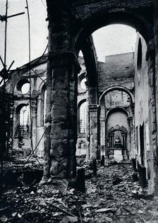 Interior of the Church of St. Mary Le Bow, Cheapside burnt out in an air raid 1941