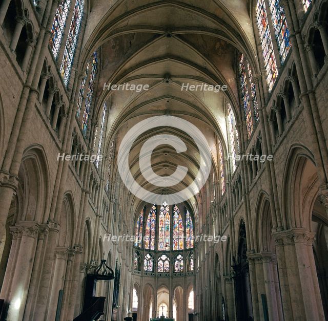 Interior of the Church of St Pierre, 12th century. Artist: Unknown