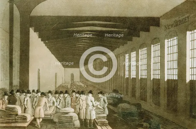 Interior of the Cloth Hall, Leeds, 1814. Artist: George Walker of Seacroft