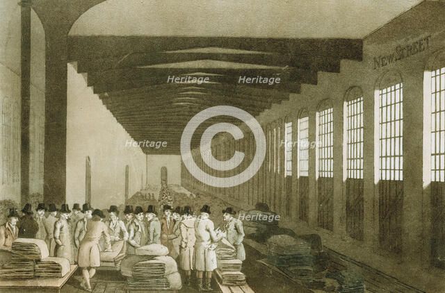 Interior of the Cloth Hall, Leeds, 1814. Artist: George Walker of Seacroft