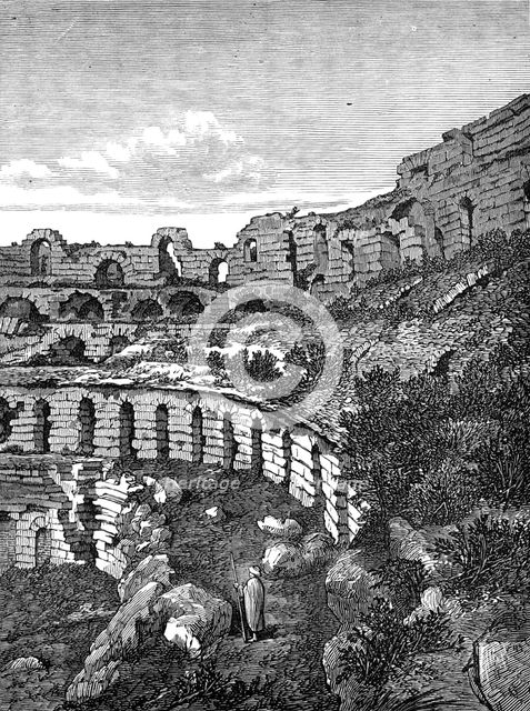Interior of the Coliseum at El Djem, near Tunis, 1874. Creator: Unknown.
