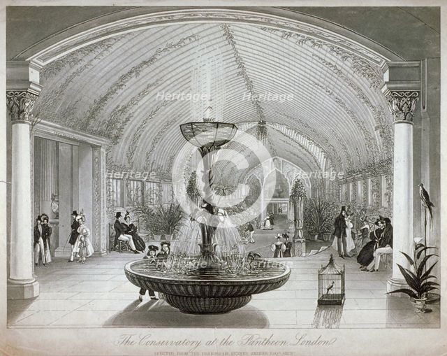 Interior of the conservatory in the Pantheon on Oxford Street, London, c1834. Artist: Anon
