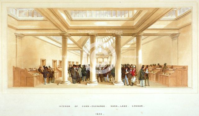 Interior of the Corn Exchange, Mark Lane, City of London, 1852. Artist: Anon