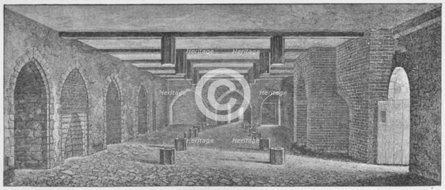 'Interior of the Crypt Called the 'Powder Plot Cellar' beneath the Old Palace of Westminster', c1883 Artist: William Patten.