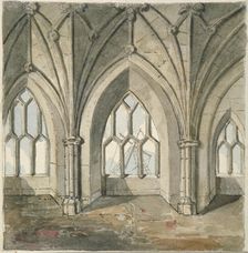 Interior of the crypt under St Thomas Chapel, London Bridge, 1758. Artist: Anon