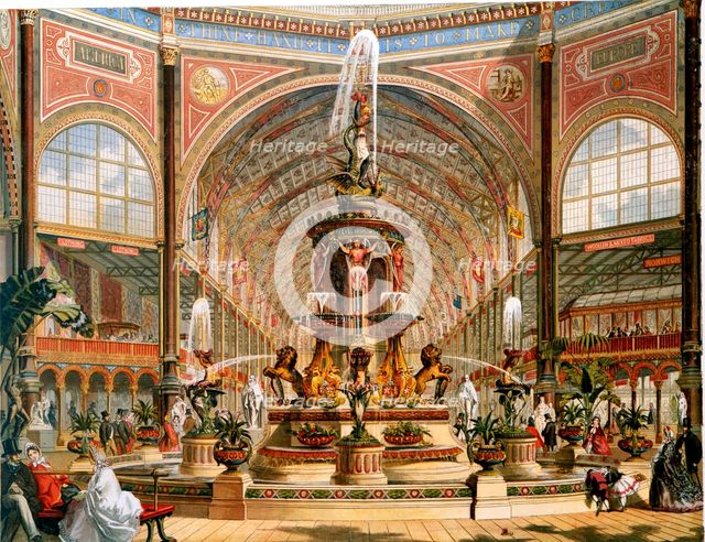 Interior of the Crystal Palace during the International Exhibition, 1862. Artist: Unknown