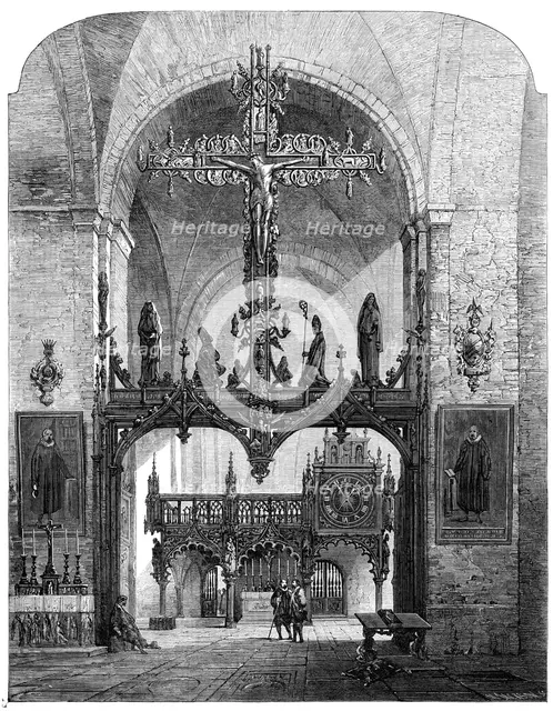 "Interior of the Dom, Lübeck", by Samuel Read, in the exhibition of the Society of..., 1862. Creator: Mason Jackson.