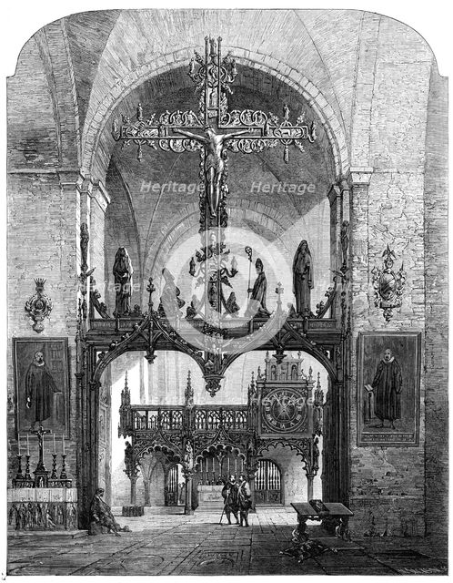 "Interior of the Dom, Lübeck", by Samuel Read, in the exhibition of the Society of..., 1862. Creator: Mason Jackson.